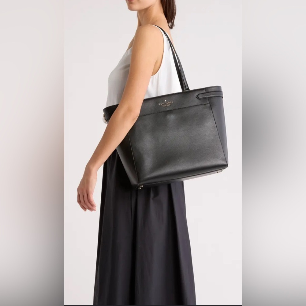 Kate Spade Black Staci Laptog LargeTote Bag Saffino Leather